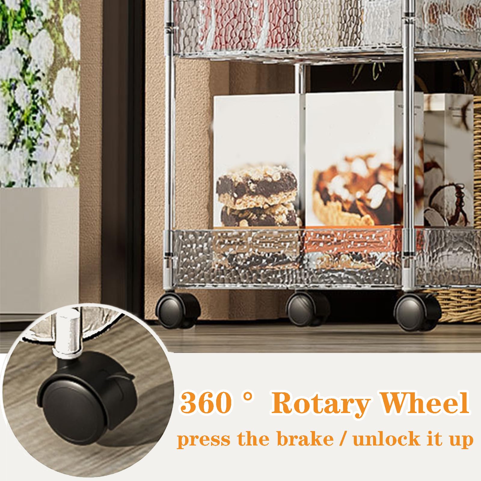 Carrito rodante delgado de Armario Gadts – Estante de ruedas de acrílico transparente para zonas estrechas, ideal para uso en baño y cocina