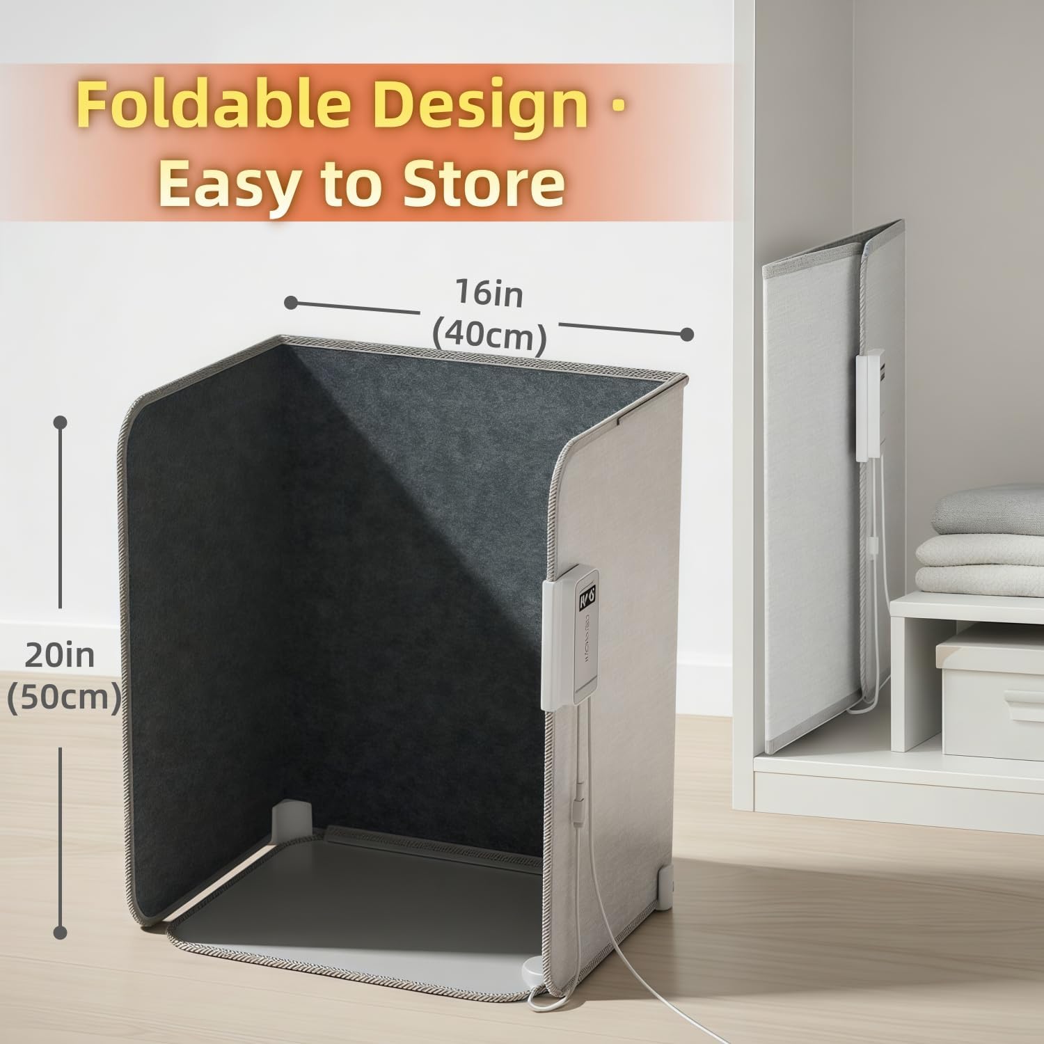 Under Desk Heater, Foot Warmer with Foot Heating Pad, Quiet 195W Under Desk Foot Warmer with Detachable Blanket for Office Home, Energy-Saving 5 Temperature Levels Timer Grey Cuboid UEMUSI