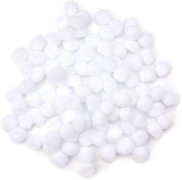 White 1/2 inch Pom-Poms, 100 Pack