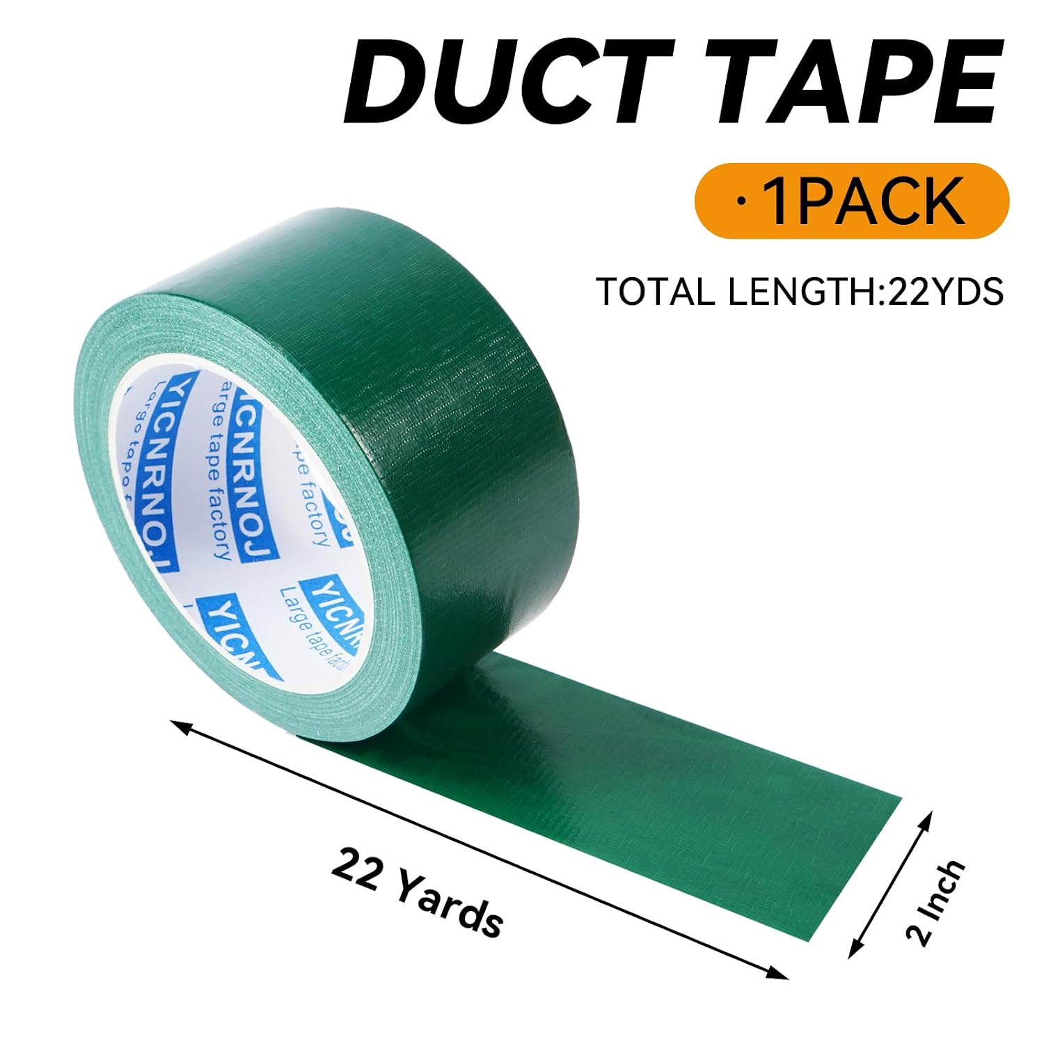 1-Pack 2 in 22 Yds Green Duct Tape, Strong & No Residue