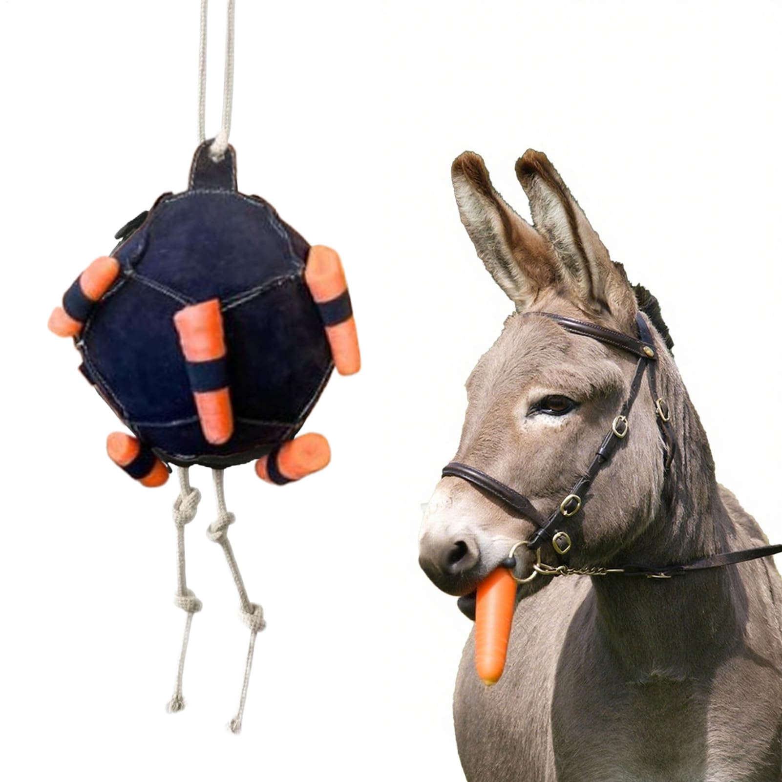 Horse Treat Ball, Carrot Feeder Ball Toy, Boredom Buster Funny Interactive Stress Reliever for Sheep Goat Cattle Feeding Horse Avoid Boredom Farm