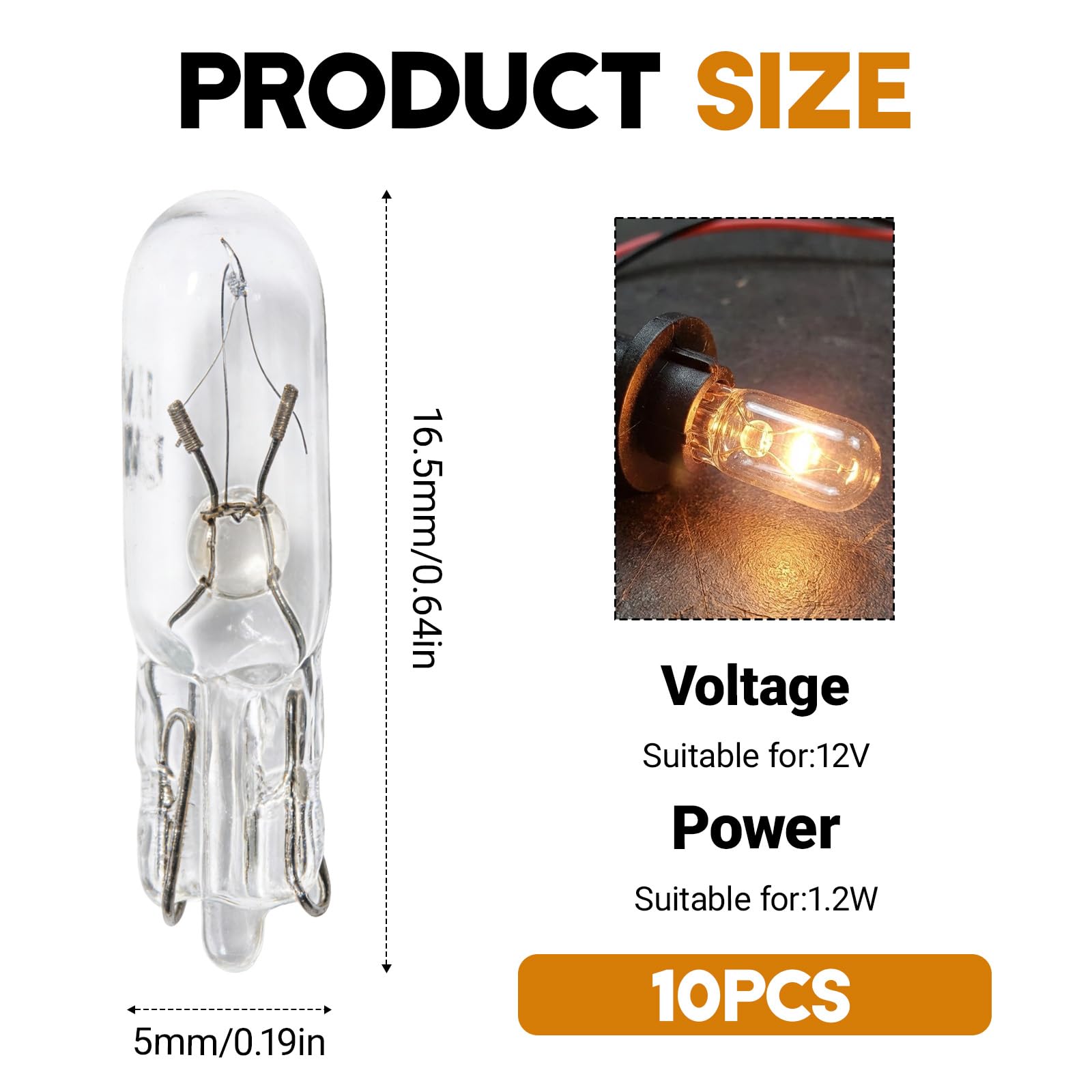 Wcawnlt 10 Piezas Bombilla LED T5 12V W1.2W, Luz Blanca para Tablero de Instrumentos de Auto, Panel de Control Interior, Techo e Iluminación Interior en Automóviles, Camiones, Motocicletas ﻿ - 3