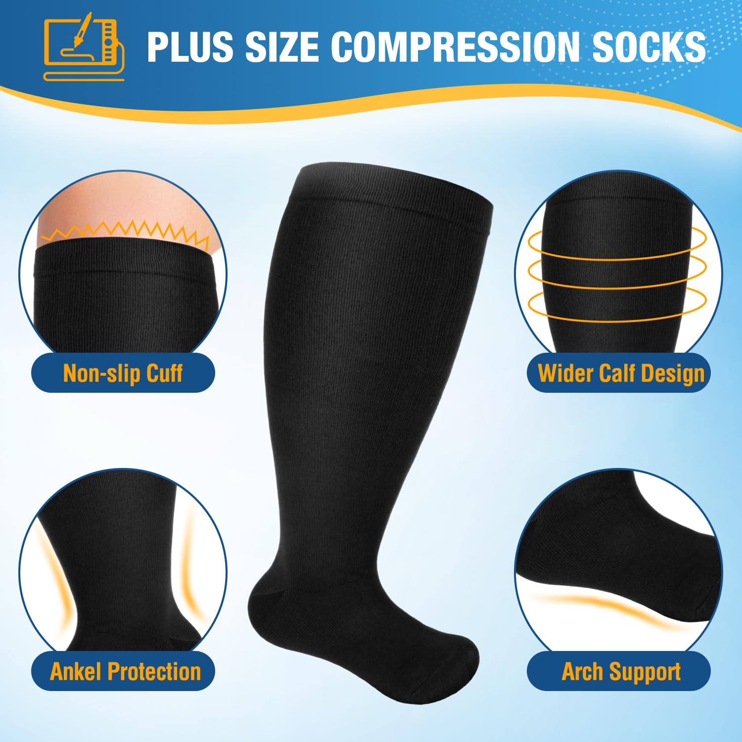 Calzini Compressione Graduata Oversize Calze Compressione Graduata Uomo Donna Calze Contenitive per Gravidanza,Viaggi In Aereo. Stile