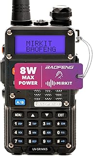 BAOFENG UV-5R MK5 (3rd Gen of UV-5R) 8 Watt Max Power 2023 VHF/UHF 144-148/420-450 mhz. Mirkit Edition Full Kit Ham Radio with Baofeng Battery 1800 mAh & Lanyard & Mirkit Channel-List & USA Warranty
