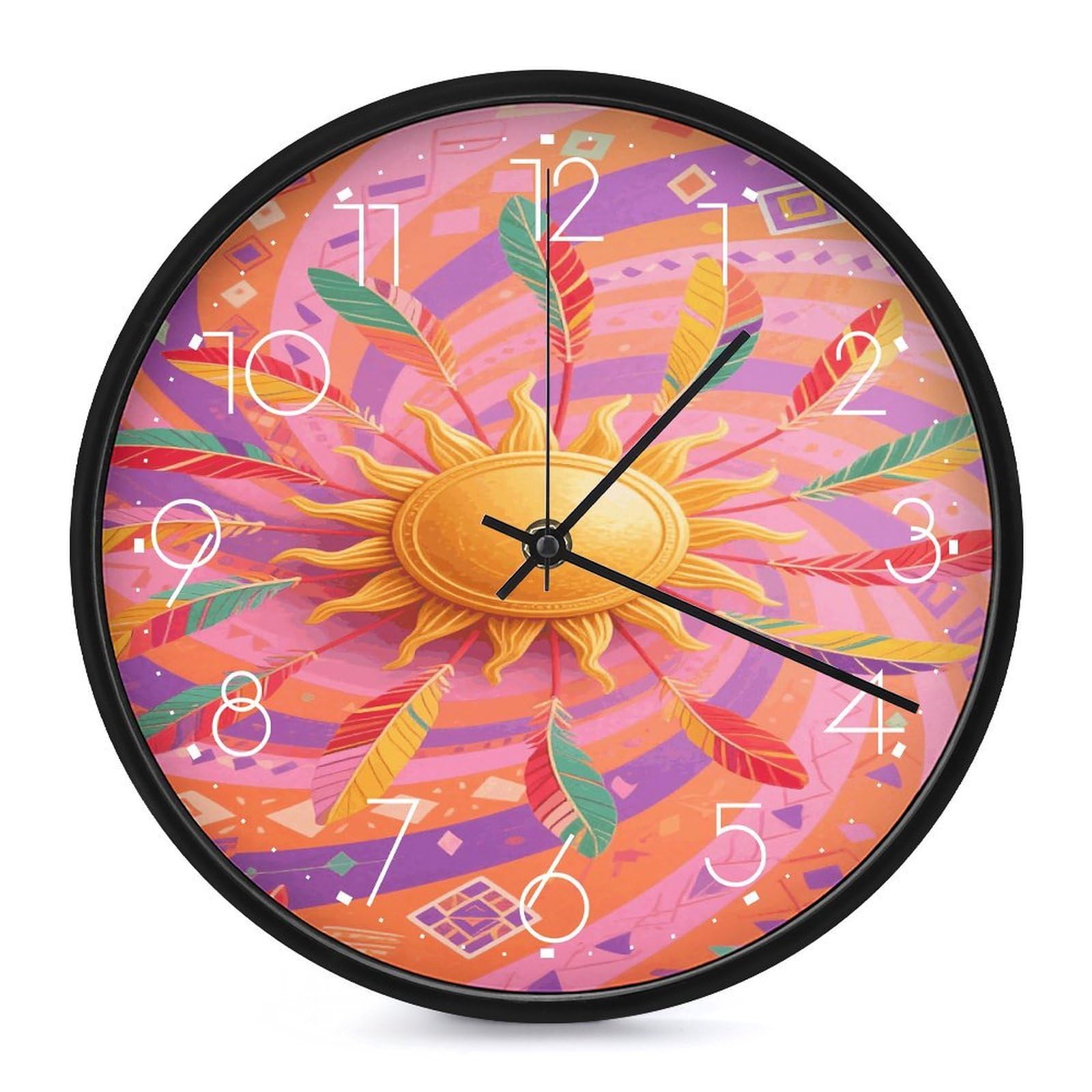 Horloge murale rétro bohème ronde moderne tendance pour maison salon cuisine chambre