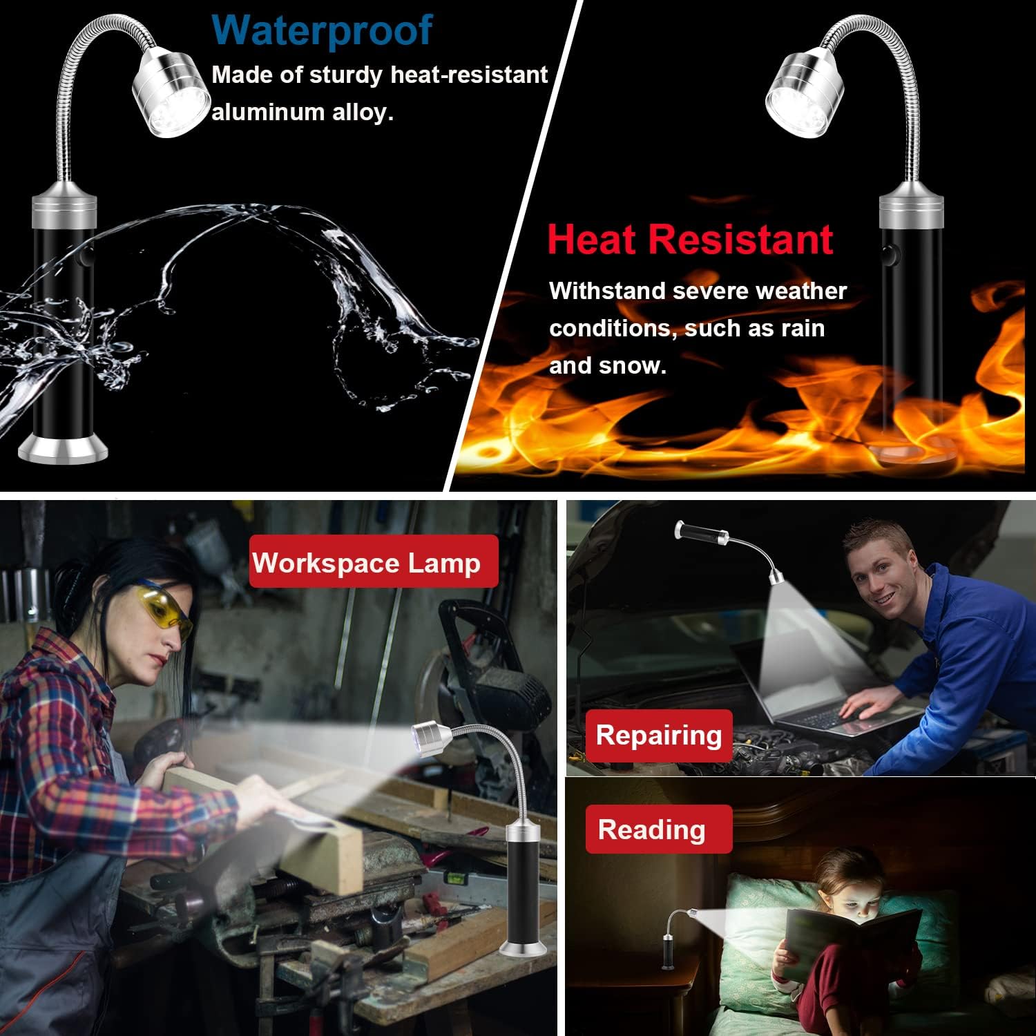 Grill Light, Grill Accessories - Christmas Stocking Stuffers for Men Dad Boyfriend, LED BBQ Light with Magnetic Base & 360° Flexible Gooseneck, Smoker Grilling Gifts for Men, Batteries Included-2 Pack : Patio, Lawn & Garden