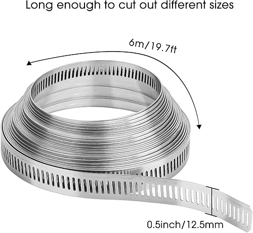 Miniatura 2 de Abrazaderas de manguera de 20 pies ajustable de acero inoxidable 304 Abrazadera de manguera grande con 9 sujetadores abrazaderas de conducto para