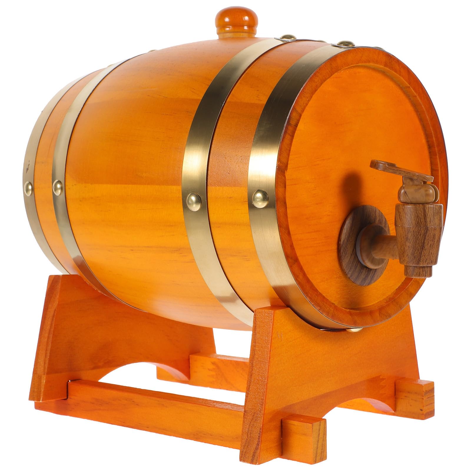 Operitacx Barril de Cerveza de Madera Barrica de crianza de Vino Dispensador de Bebidas de 1.5L con Grifo y Base de Madera para Bar o hogar