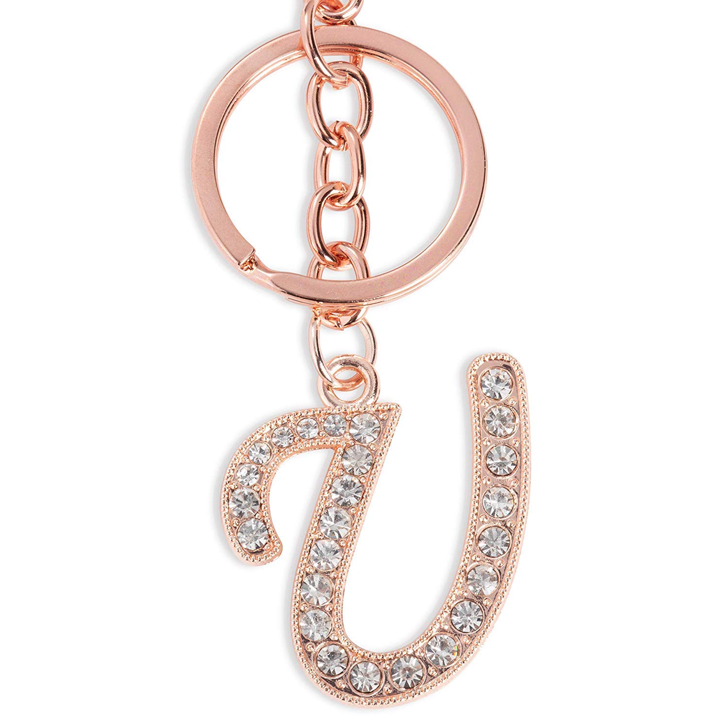 3-Pack Rose Gold Letter Keyring, Purse 