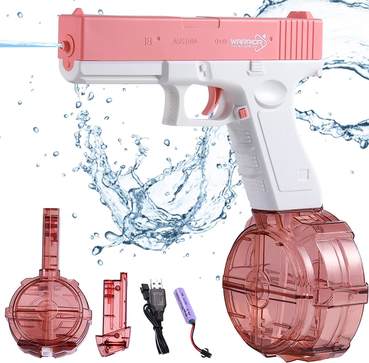Electric Water Guns for Kids, Automatic Squirt Guns for Boys[400+ Shotting]Water Soaker Gun Toy, Water Squirters for Kids & Adults Summer Pool Beach Party Water Blasters for Kids (Pink Pink)
