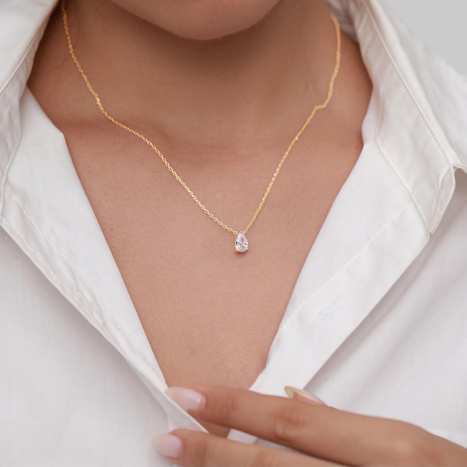 VRIUA Diamond Necklaces for Women, Dainty Gold/Silver Necklace 14K Gold/White Gold Plated Layered Necklace Simple Diamond Gold Necklace for Women Trendy Jewelry - Image 5