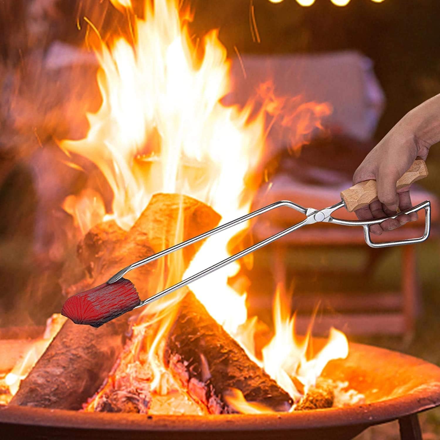 Amazon Sakurabest Fireplace Tongs バーベキューコールクリップ Bbqトング 炭バサミ 薪ばさみ ステンレス鋼チャコールクリップ人気滑りにくいキャンプ用品 41 5x11 5x3cm Sakurabest Bbqトング