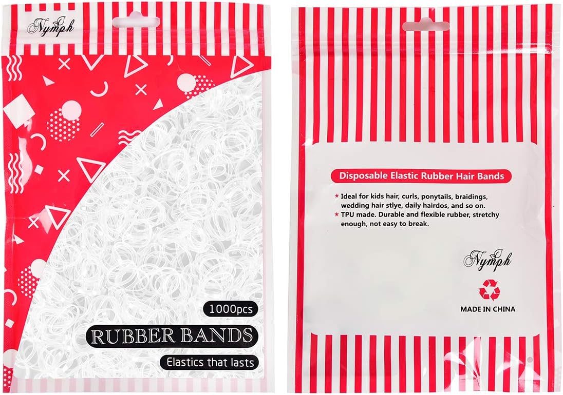 Nymph 1000 Pieces Rubber Bands Small Hair Bands Hair Elastic for Baby Girls（clear)