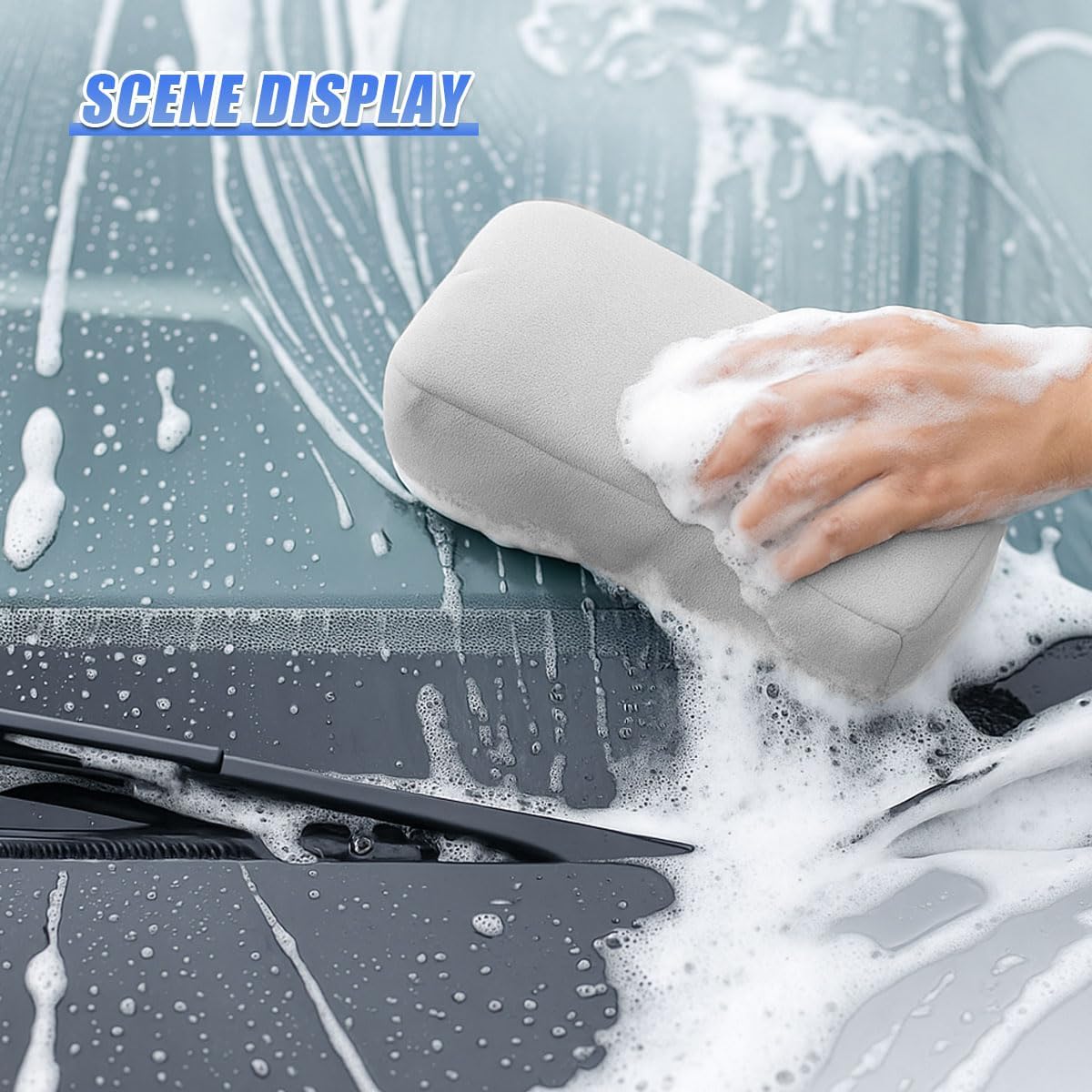 Suede Microfiber Applicator Pad, Ceramic Coating Sponge Pads, Automotive Paint Detailing Applicator Pad for Plastic Trim, Metal, Applying Sealants, Wax, Other Conditioners (2PCS)