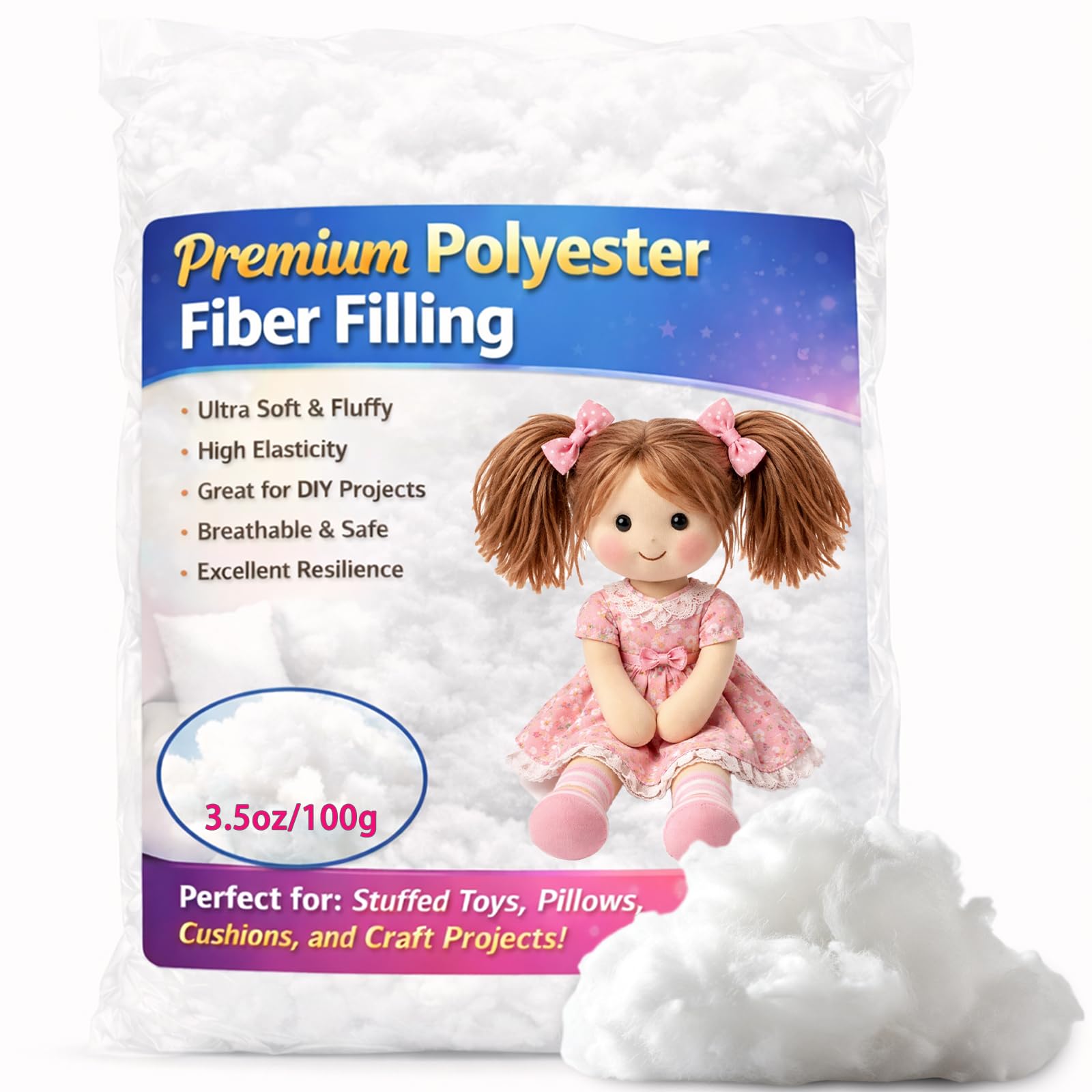 Photo 1 of Welacer Polyfill Stuffing 3.5oz White