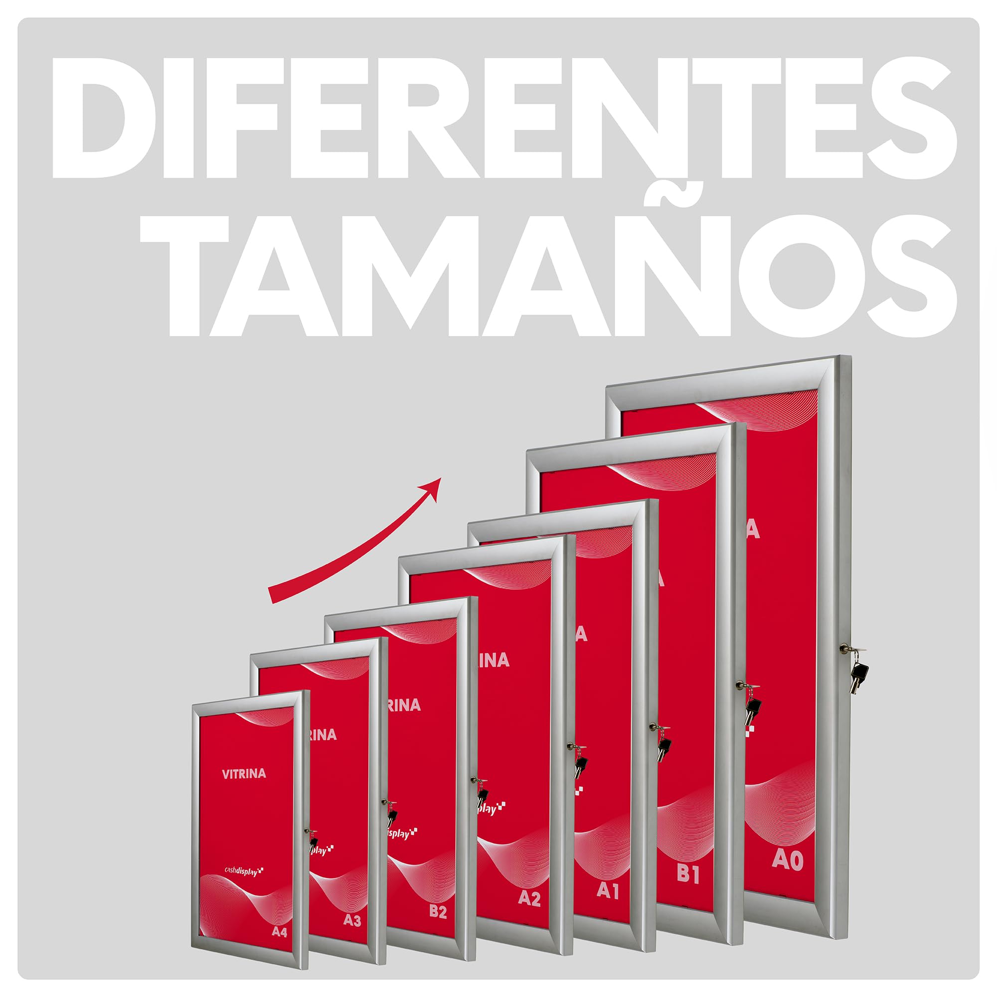 Vitrina Universal para Gráficas de Formato A1 | Tablón de Anuncios con Cerradura | Panel Expositor de Pósters en Aluminio y Metacrilato | Para Oficinas, Restaurantes, Comunidades