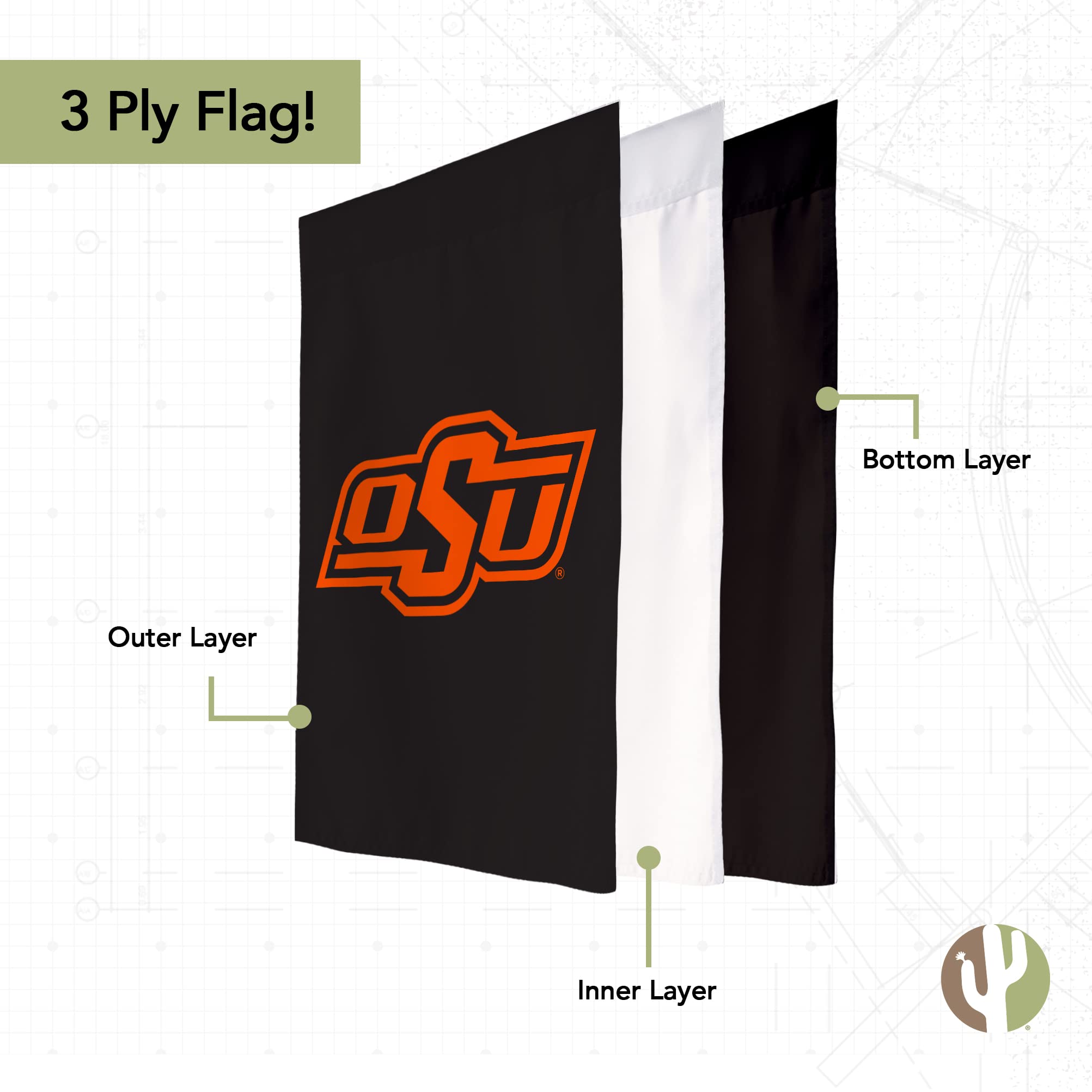 Oklahoma State University Gartenflagge – Doppelseitig, 100% Polyester, Design B, Offiziell Lizenziert