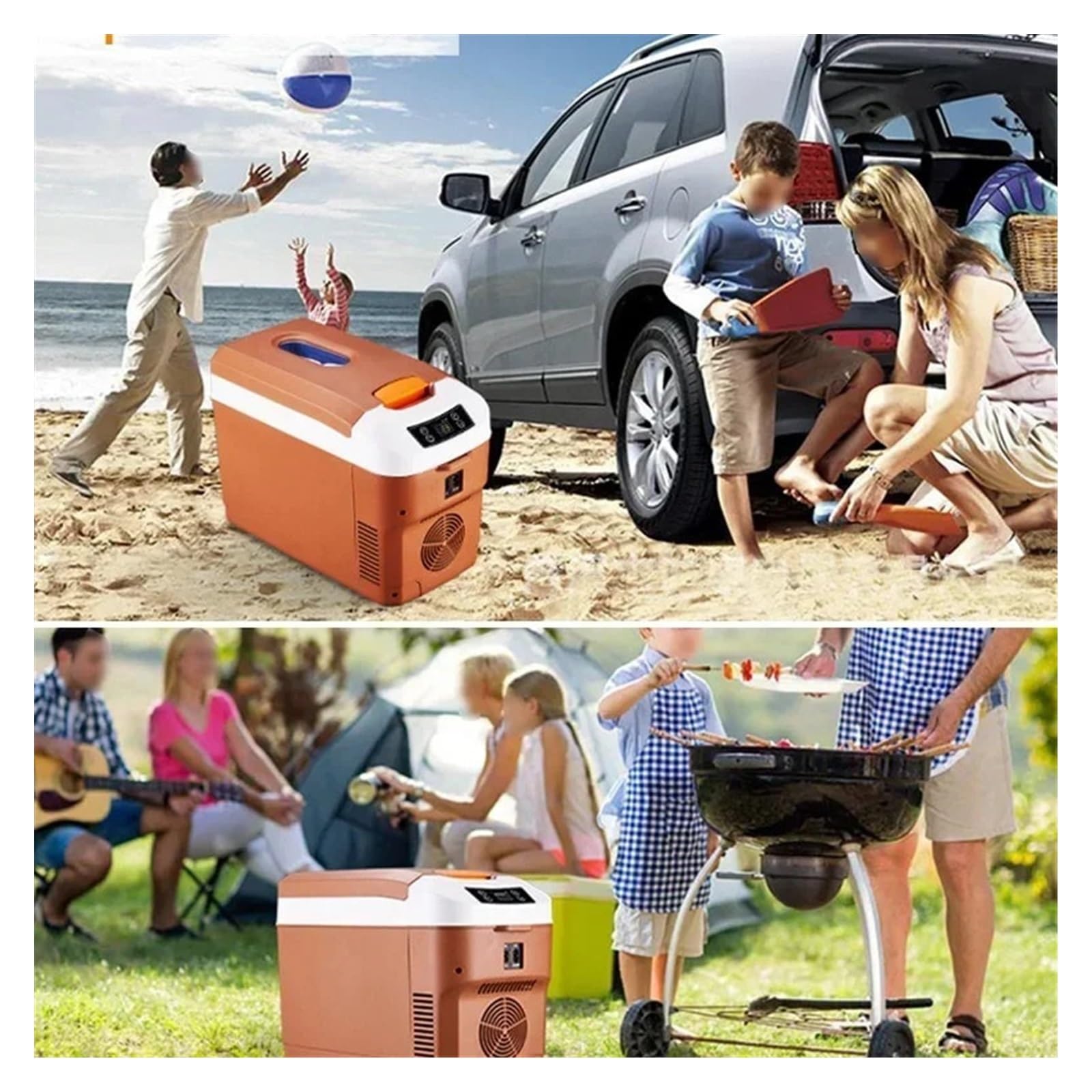 Refrigerador automático de 15 y 20 litros, Ideal for el Coche y el hogar, Ideal for Verano, Camping, picnics, con Pantalla Digital. Mini refrigerador for Coche.(Brown 15L-US-110V)