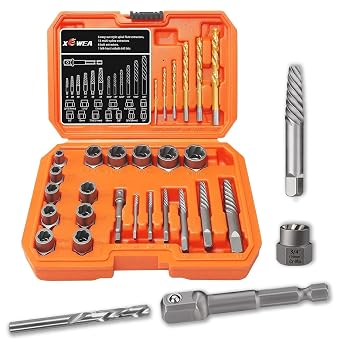 XEWEA 26PCS Screw & Bolt Socket Extractor with Left Drill Bit Set