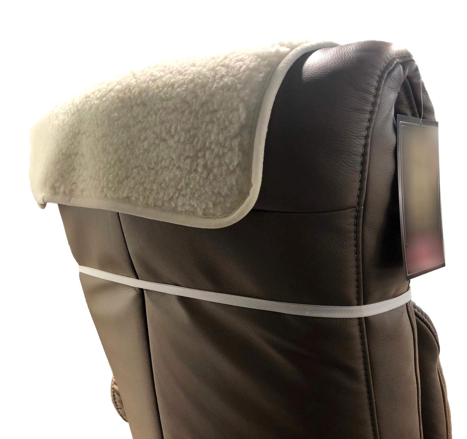 Sesselschoner Relaxsessel Merino gelockt mit Taschen 100% Wolle Naturweiß