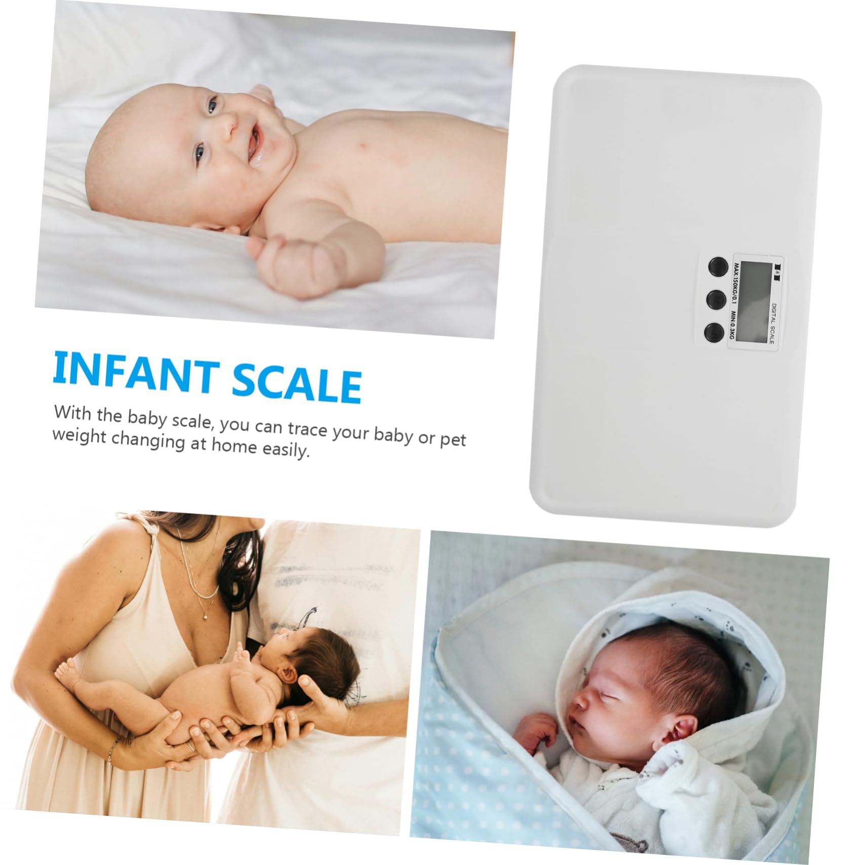 UPKOCH Bilancia Elettronica Digitale Multifunzione per Ragazzo Ragazza e Animali Domestici Display Digitale, Conversione Unità, Capacità Fino a 150kg, Design Sottile e Materiale Plastico