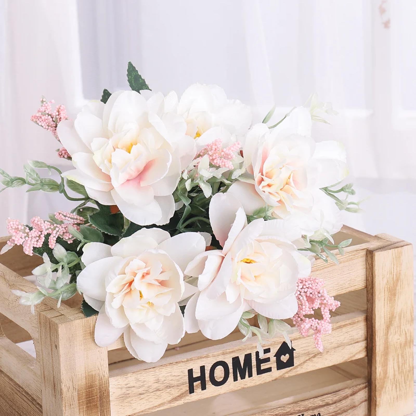 Arrangement de fausses fleurs orchidées en soie rose et blanche pour la maison