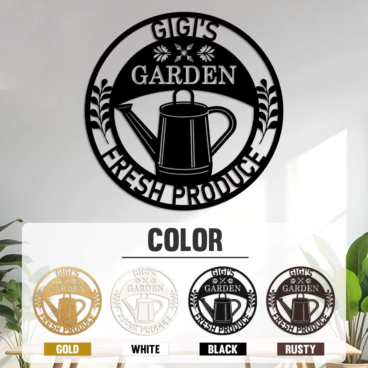 KAINSY Personalized Garden Signs | Custom Name Garden Signs | Metal Garden Signs for Outside | Yard Signs Customized | Outdoor Metal Garden Wall Art | Patio Sign | Metal Garden Decor Gift for Gardener