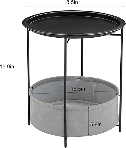 Vista 47 de VECELO Mesa auxiliar/auxiliar, plegable, redonda, de metal, antioxidante, impermeable, para exteriores o interiores, bandeja para sala de estar