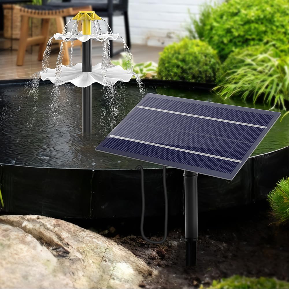 Fontaine Solaire Exterieure De Jardin, Pompe Solaire Bassin Exterieur,Fontaine Solaire pour Bassin,Pompe a Eau Solaire, Pompe Solaire pour Bain d'oiseaux et Petit Étang, Décoration DIY(4W)
