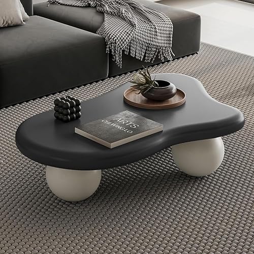Miniatura 9 de Mesa de centro de nube de 47 pulgadas para sala de estar, mesa de centro irregular moderna, mesas de centro bajas abstractas, piedra sintética,