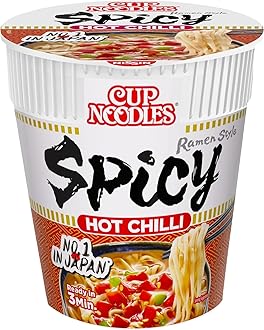 Cup Noodles Spicy Hot Chilli Flavoured Instant Noodles, 64 g Pot (Pack of 8)