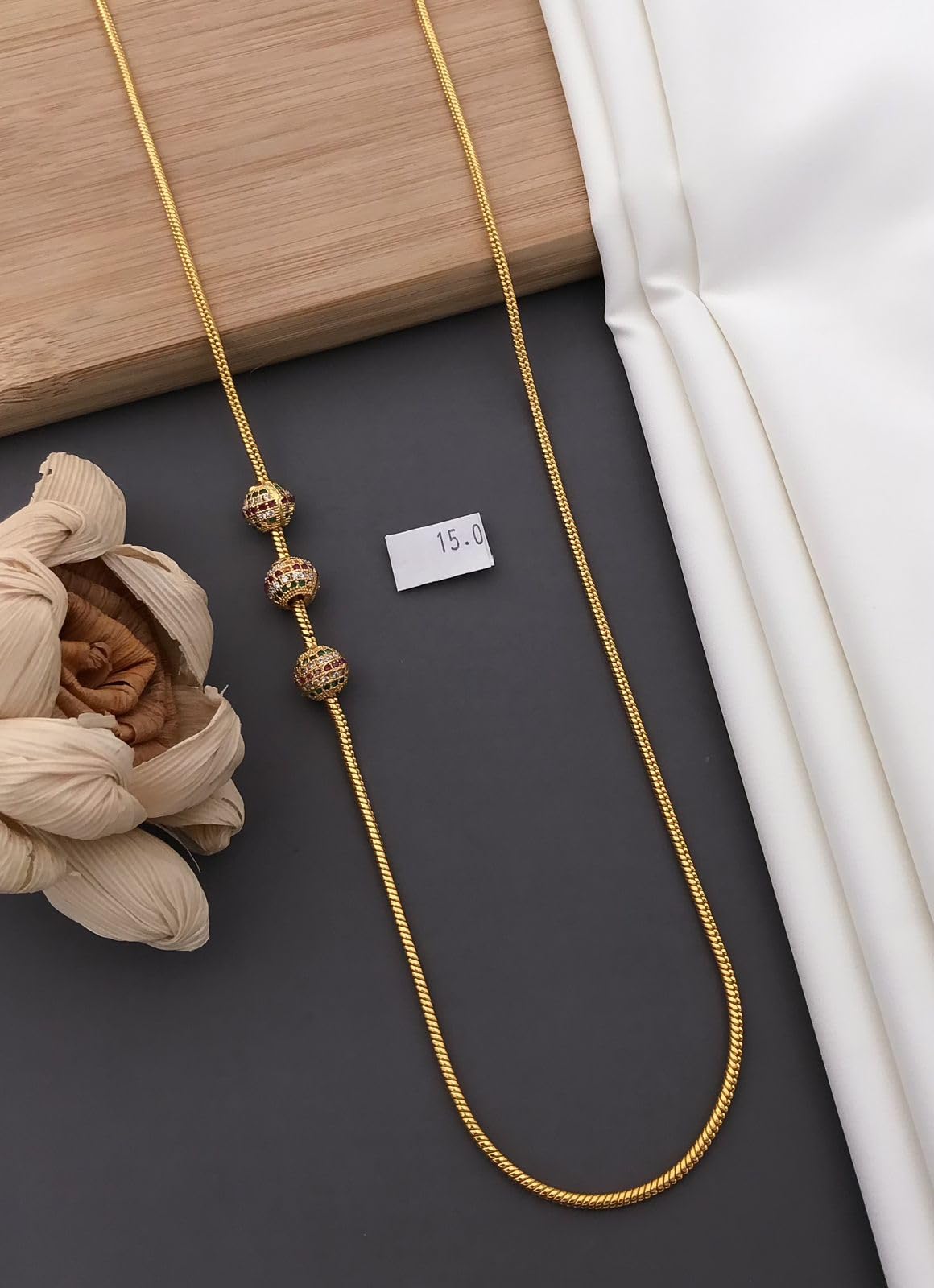 One gram Stylish Golden Neck woman and men Chain “24” Inches Gold-plated Chain_D337-picture-37