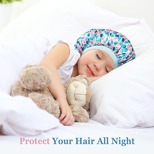 Miniatura 3 de 3 piezas de capó para niños, gorro de seda para dormir, gorro de satén para dormir, gorra de seda de banda ancha para dormir, gorro para cabello
