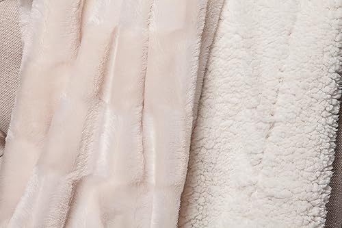 Miniatura 6 de Manta Chanasya rectangular, de piel sintética con relieve, elegante, microfibra, color crema, para cama, sofá