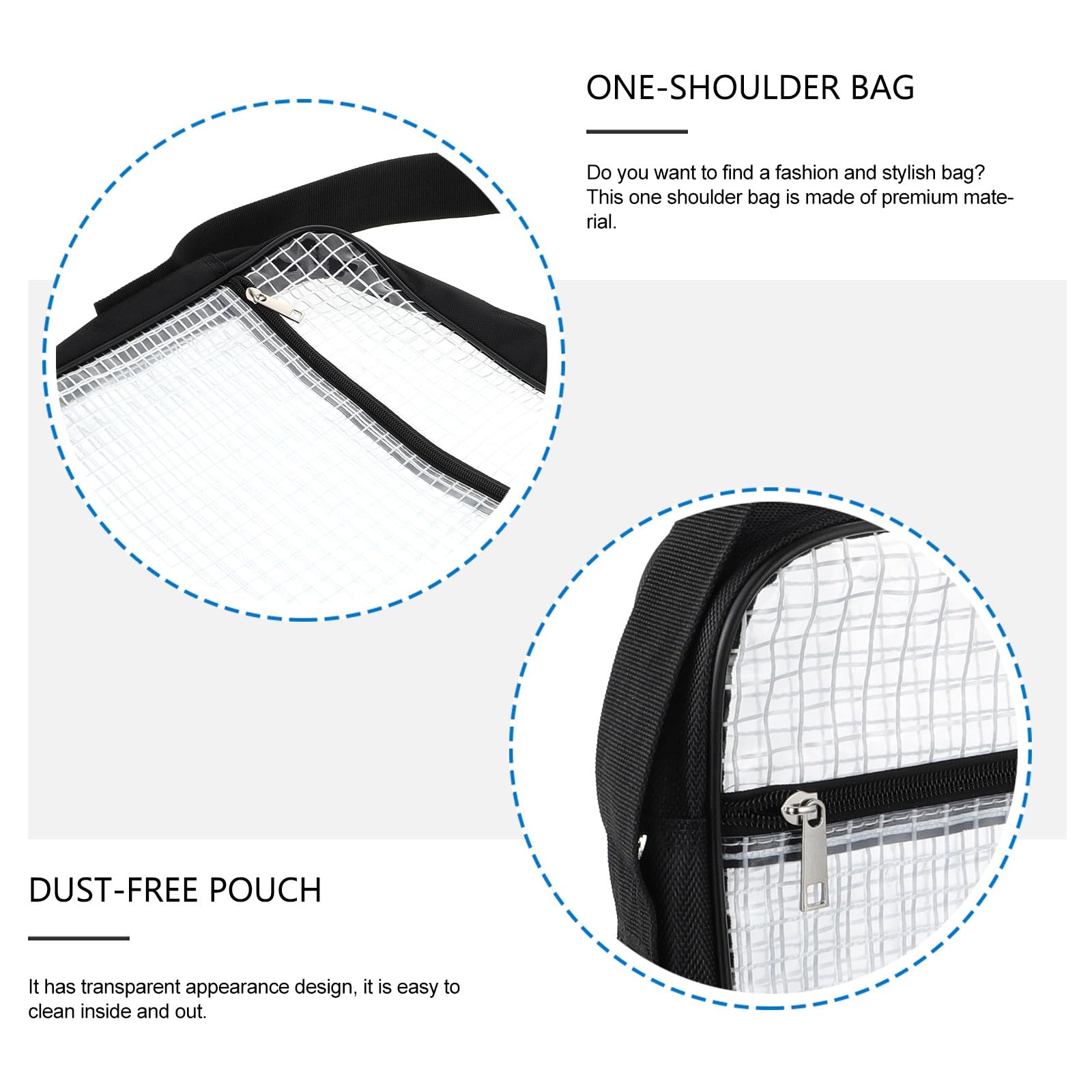 Transparente PVC Schultertasche, Große Aufbewahrungstasche Schwarz