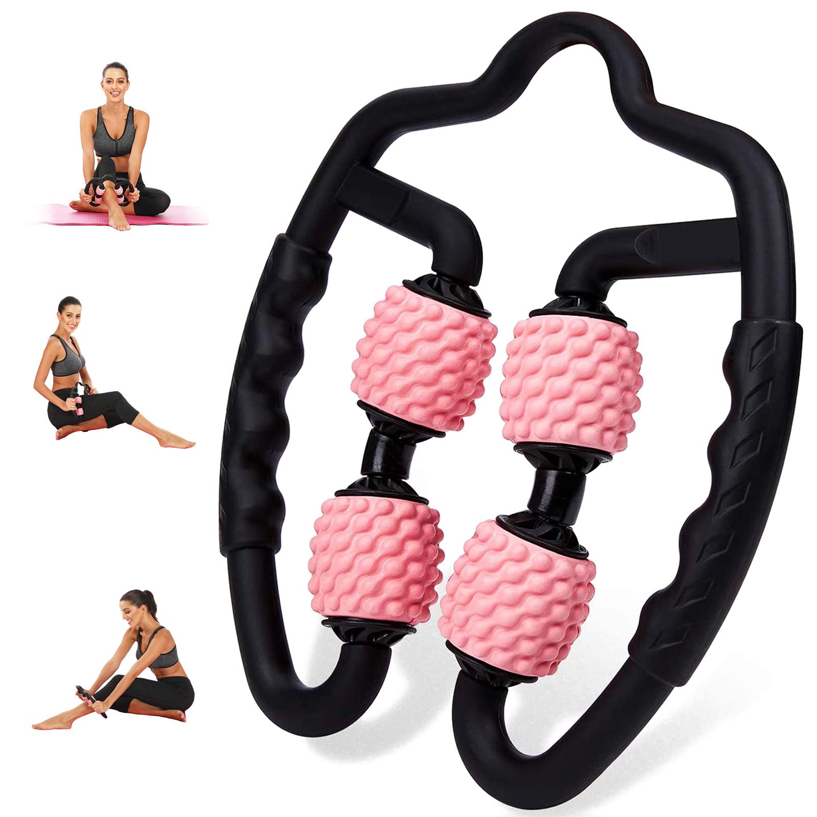 Fesino Muscle Trigger Point Foam Roller Massager,Self Relaxer Roller Sticks Bar Tools for Cellulite Legs/Neck/Arm and Elbow Muscle Deep Tissue Pain Relieve (Pink)