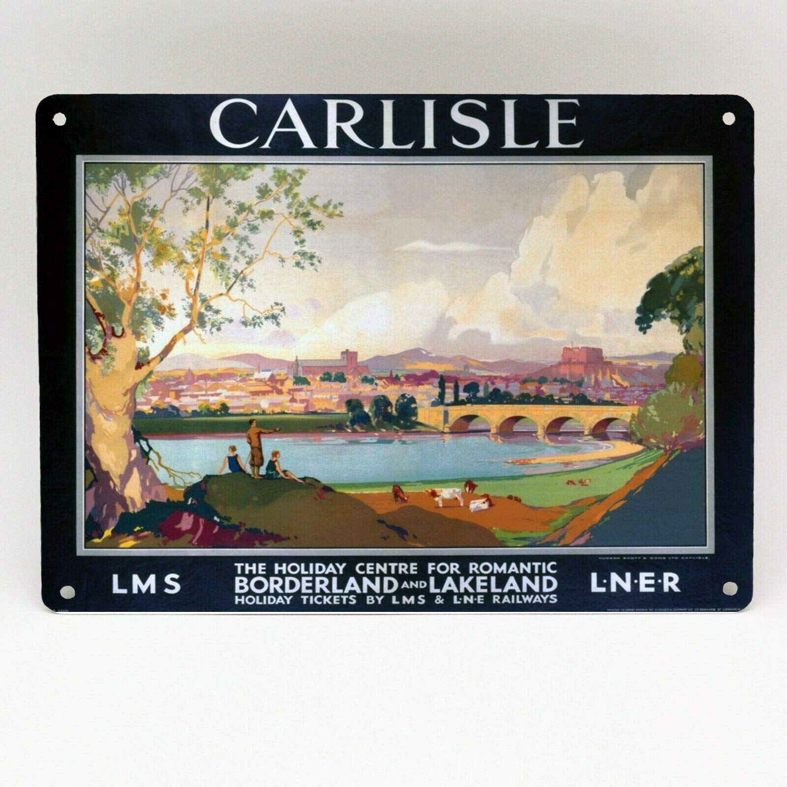 Inga D1376 Carlisle Railway Poster Metal Sign British Rail Travel Vintage Lms Lner Metal Tin Sign 8X12 Inches