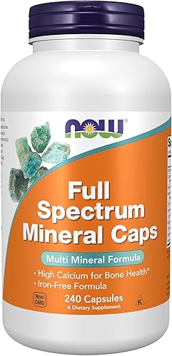 Suplementos NOW, cápsulas minerales de espectro completo, fórmula multimineral, 240 cápsulas vegetales