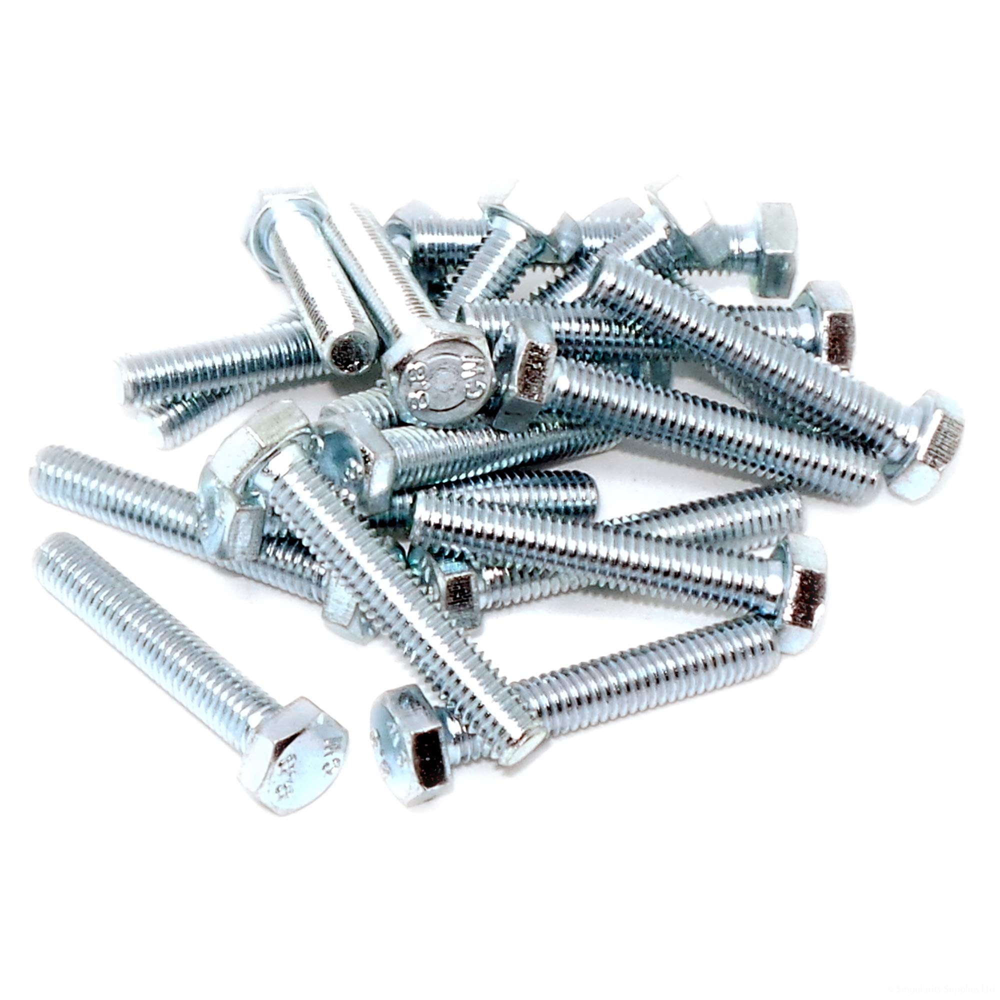Singularity Supplies Silver M6 (6Mm X 35Mm) Hex Bolt (Fully Threaded Setscrew) - Steel (Pack Of 20)