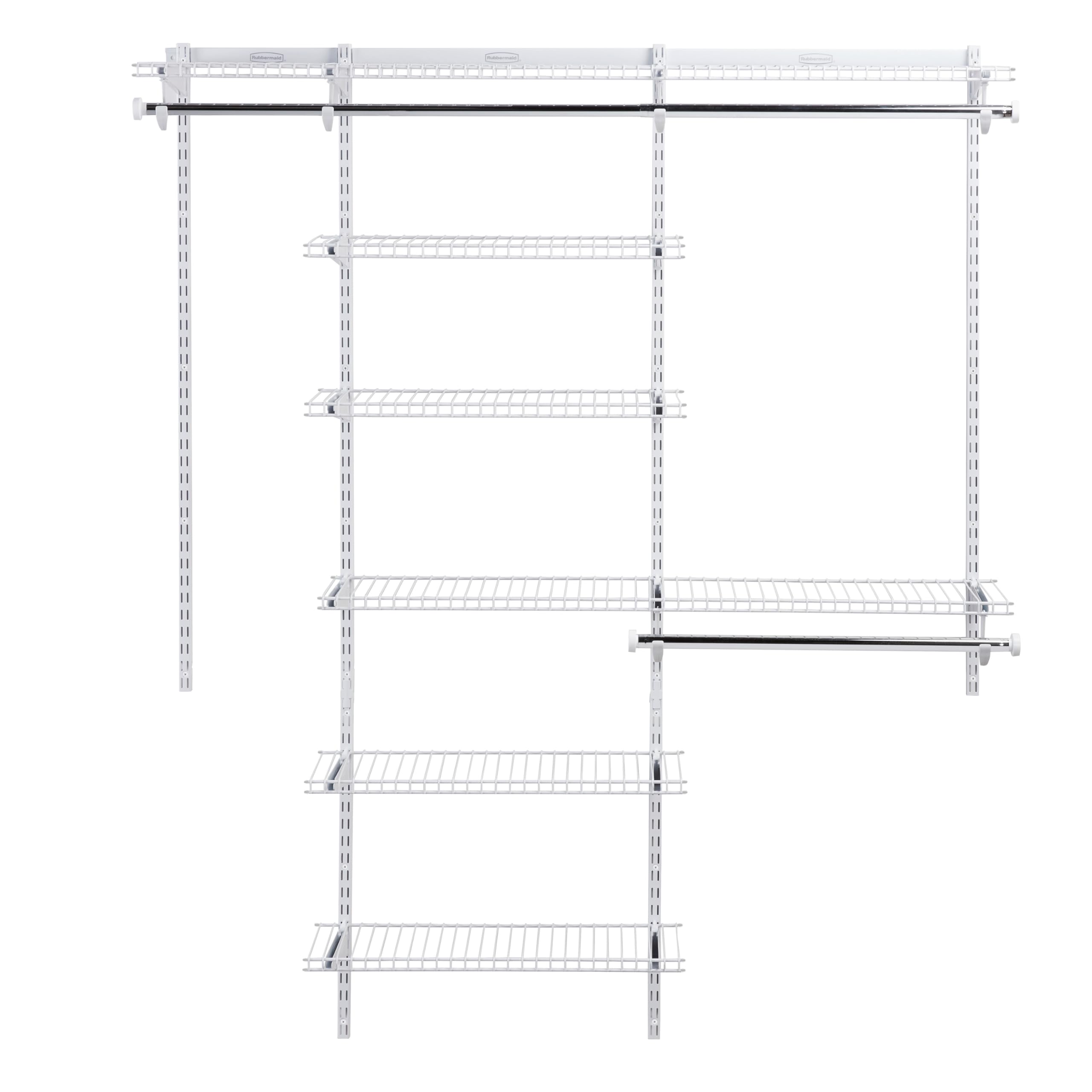 Configurations Deluxe Custom Closet Kit 3-6 Ft. Adjustable Metal Wire Shelving White Finish Expandable Organization System Hardware Included for Home Closet/Pantry/Laundry/Mudroom