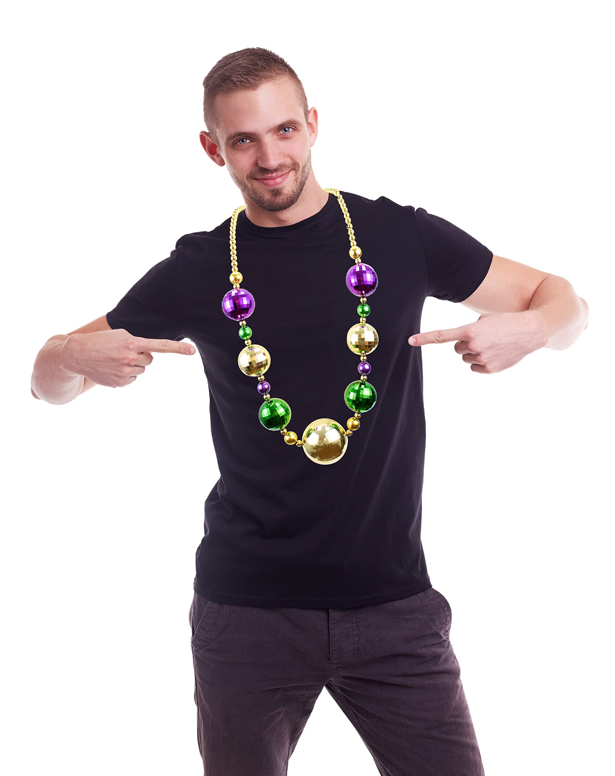 GIFTEXPRESS 2 szt. 112 cm Mardi Gras Jumbo koralik naszyjnik na prezenty imprezowe, festiwal Mardi Gras, parady Mardi Gras, plastik, bez kamienia szlachetnego, Plastik, Bez kamieni szlachetnych