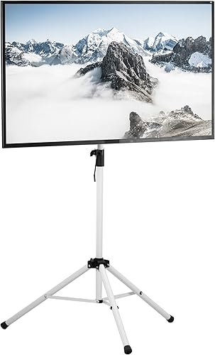 VIVO STAND-TV55TW - Trípode de 32 a 55 pulgadas pantalla plana LED LCD soporte de piso soporte portátil de altura ajustable color blanco