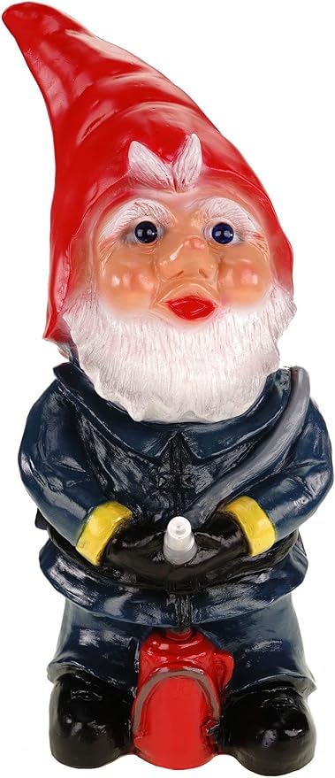 Gartenzwerg Feuerwehrmann - Wetterfeste Gartenfigur Aus Harz Braun