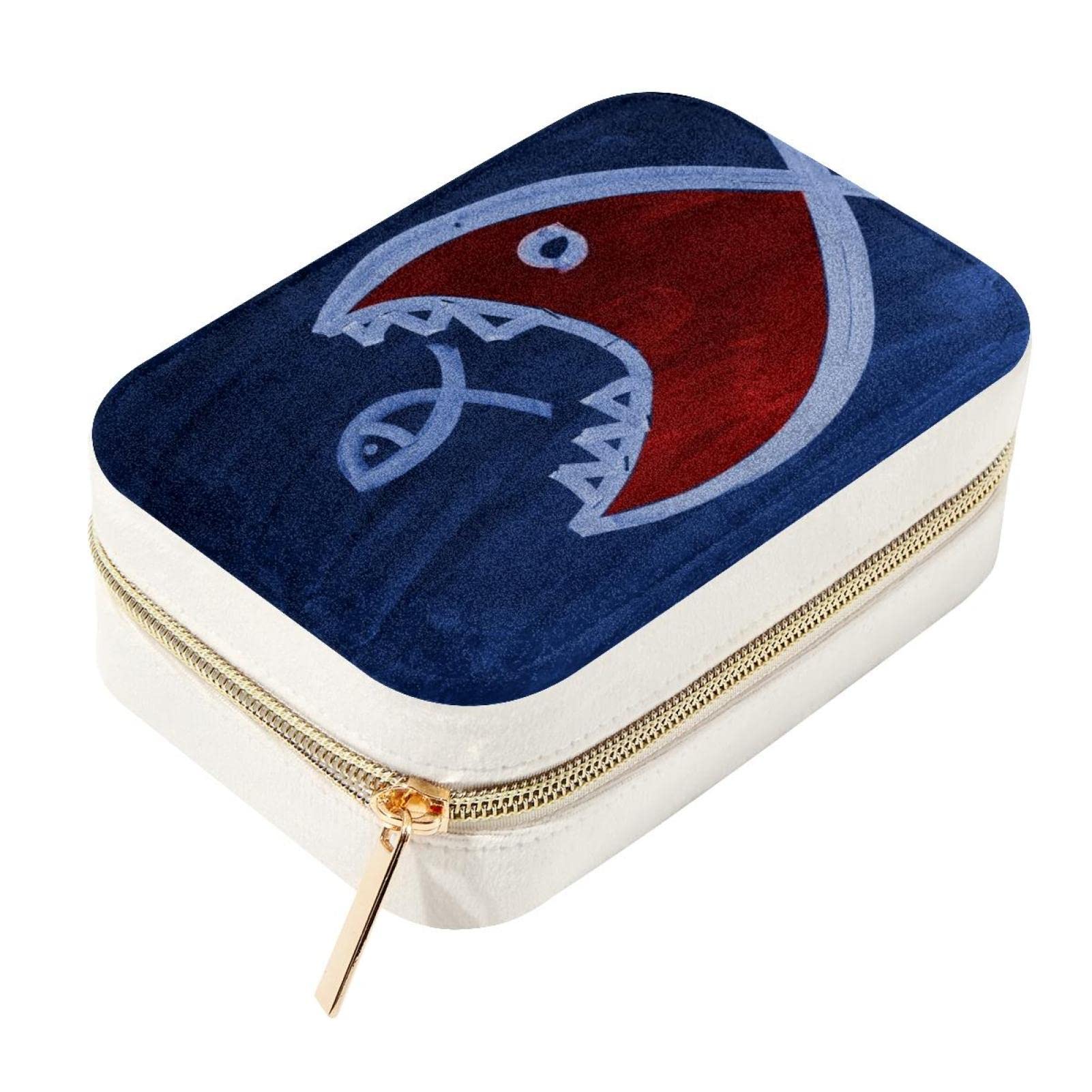 Boîte de rangement pour bijoux en velours bleu Fish Big, élégance et finitions métalliques