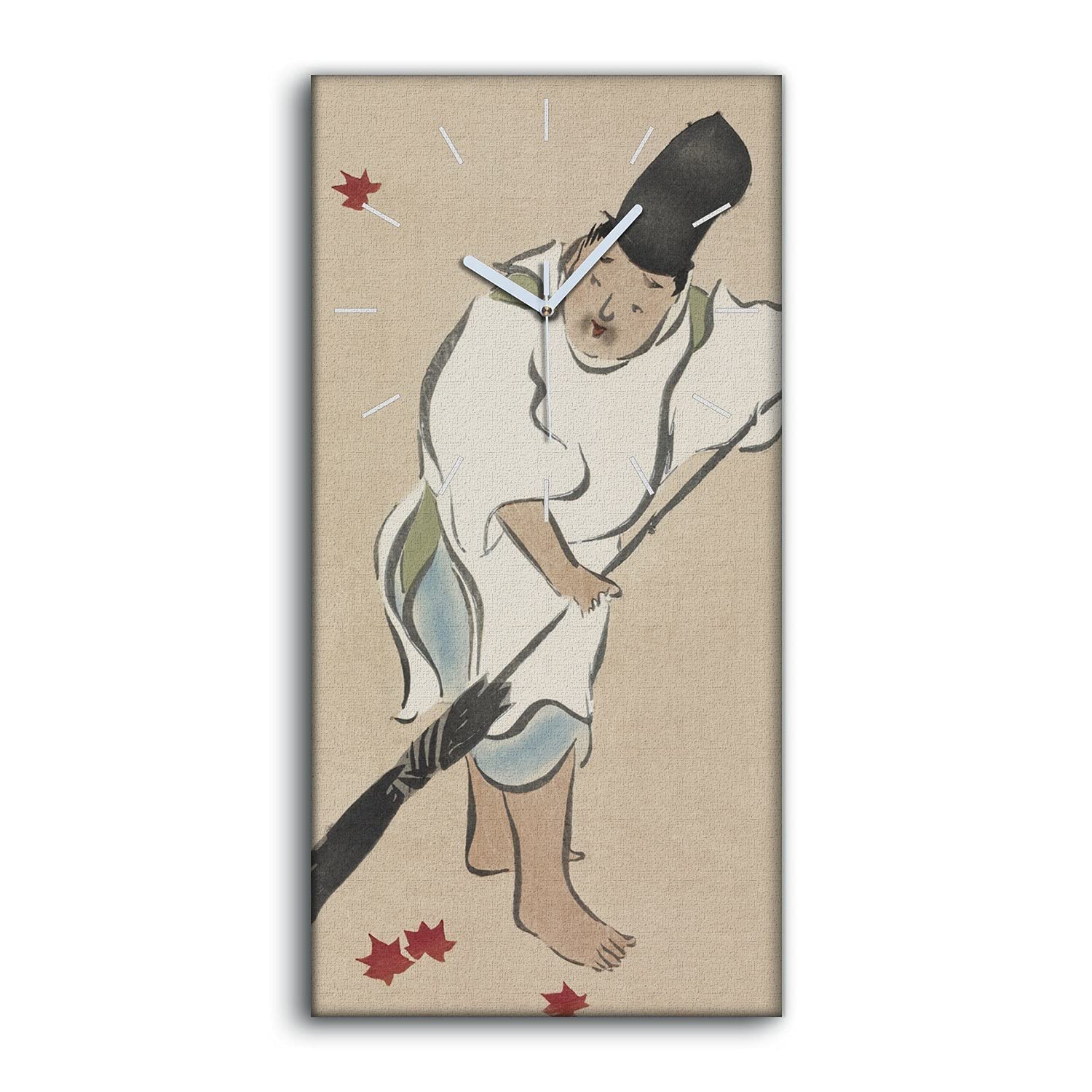 Horloge sur toile 30x60cm homme asiatique abstrait décor de salon moderne
