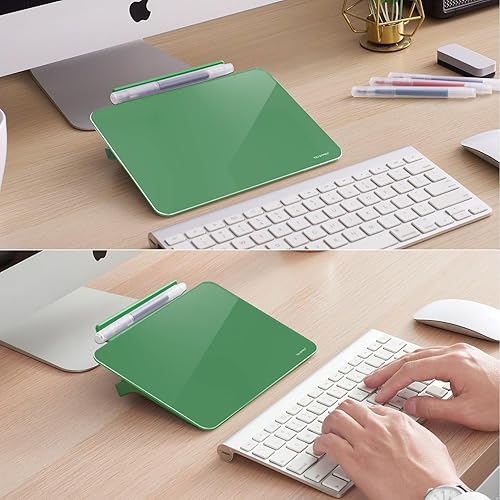 Vista 64 de TSJ OFFICE Pizarra blanca de escritorio pequeña – Pizarra de cristal de borrado en seco de 12 x 8 pulgadas con soporte, tablero de escritorio