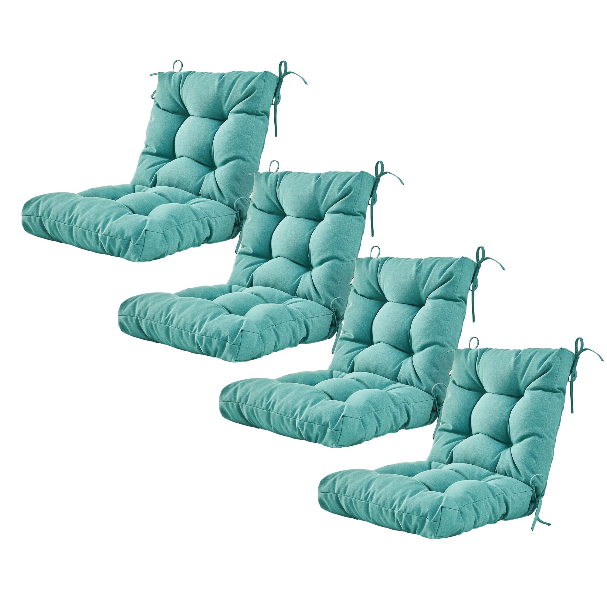 ARTPLAN Seat/Back Outdoor Chair Cushion,Set of 4 Patio Chair Cushion with Tie,Tufted Replacement for Patio Furniture,20x20x4 Inches,4 Count
