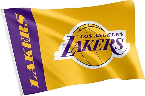 Bandera de Los Angeles Lakers NBA National Basketball Association 100% poliéster para interiores y exteriores, 3 pies x 5 pies, banderas del equipo