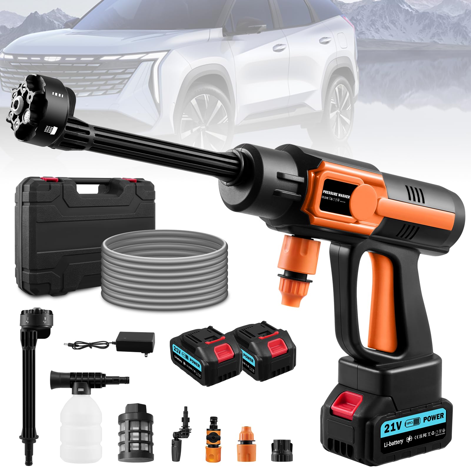 Cordless Pressure Washer, 120Bar Portable Power Washer, 6 in 1 Cordless Power Washer Battery Operated with LCD Display, 5M Hose, High Pressure Washers Cordless Jet Cleaner for Car/Patio/Garden/Floor — image 1