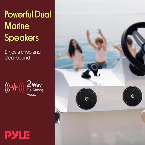 Miniatura 7 de Pyle Altavoces marinos impermeables – Par de 5.25 pulgadas 180 vatios de perfil bajo sistema de estilo delgado – Altavoces resistentes a